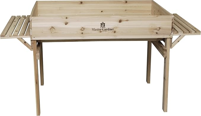 Master Gardner Elevated Garden Bed - Heavy-Duty 48 x 36 Raised Planter Box with Storage Shelf &amp Durable Wood Frame for Outdoor Gardening Vegetables Flowers &amp Herbs