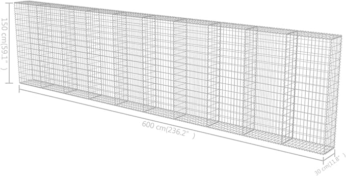 Gabion Basket Galvanized Steel Raised Garden Bed Planter 236inx11.8inx59in for Residential and Commercial Landscape Design