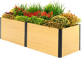 Vego garden Woodgrain Series Raised Garden Bed 26'' Tall 2' x 8' Wooden-Look Metal Planter Box Outdoor for Gardening Vegetables Flowers Herbs