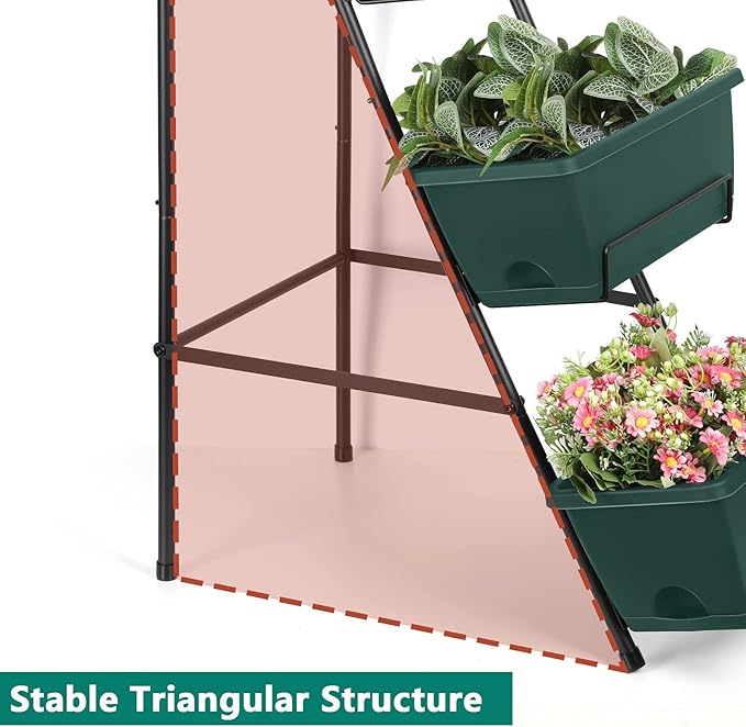 OYEAL Raised Garden Bed 4 Tier Vertical Garden Planters Indoor Outdoor Raised Planter Box with Legs Elevated Herb Garden Planter for Flowers Vegetables Plants Green 16.8 * 18.3 * 41.5 Inches