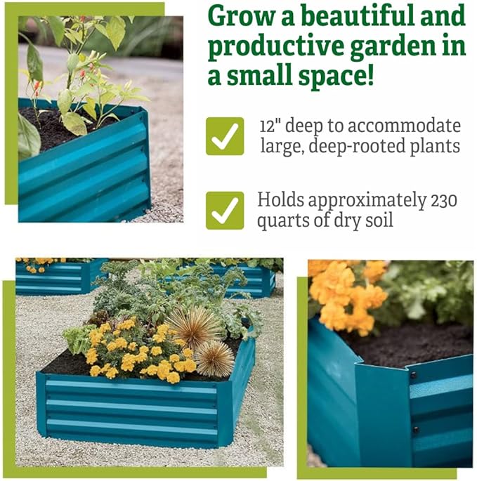 Gardener's Supply Company Metal Raised Garden Bed | Sturdy Corrugated Galvanized Steel Outdoor Planter Box Extra Deep for Rooted Plants Herbs &amp Vegetables | 34 W x 68 L x 12 H
