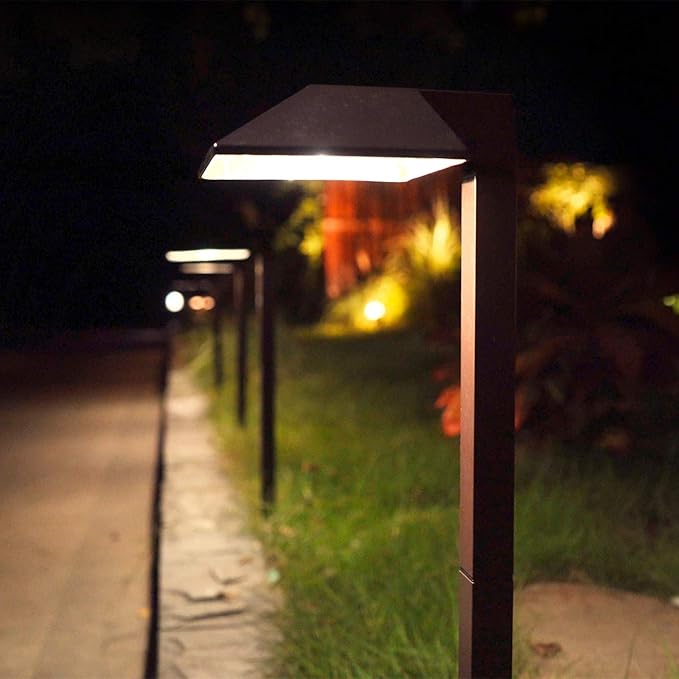 GOODSMANN 4PK Path Lights LED Low Voltage Landscape Lighting 0.6 Watt 22 Lumens Garden Lights with 2PK 3W 200 Lumens Spotlights Outdoor Lighting with Metal Stake and Connector