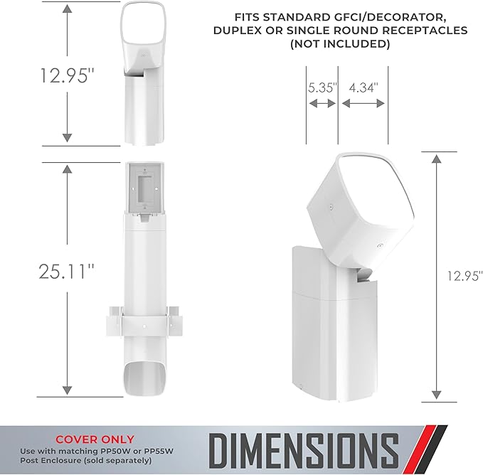 TayMac White Spotlight Slide Cover PPSLW for ParkPost Outdoor Power Enclosure (Required) 2000-Lumen 2700K Polycarbonate Post Cap Light for Garden Decor Seamless Spot Lighting Accessory
