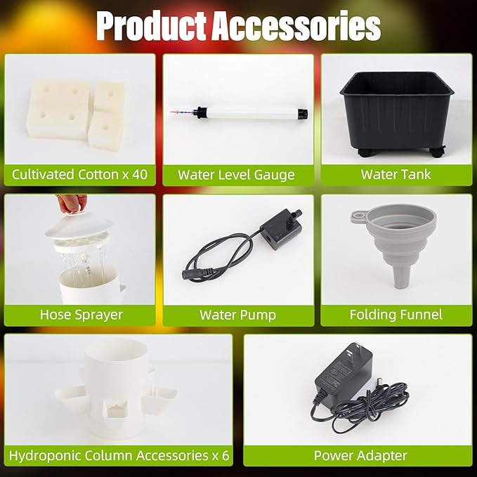 Hydroponics Growing System Indoor Gardening System Hydroponic Tower with 30 Liter Capacity Mobile Water Tank for Home Balcony or Small Greenhouse Growing