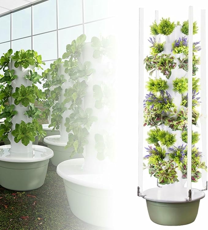 Hydroponics Growing System Kit Vertical Garden Planter with Grow Lamp Adjustable Hydroponic Garden Hydroponics Growing Tower Herbs &amp Vegetables-*