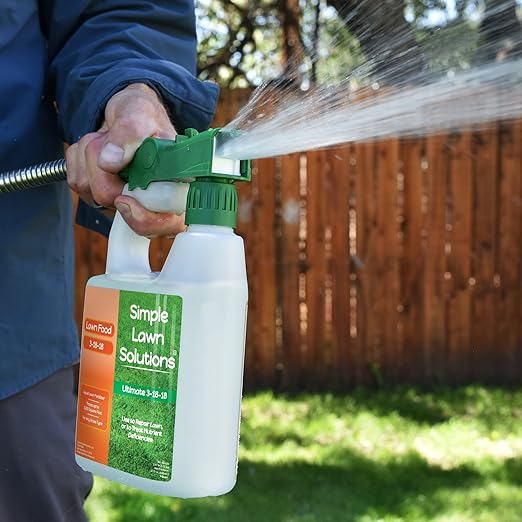 Ultimate 3-18-18 NPK- Lawn Food Quality Liquid Fertilizer- Easy to Use Concentrated Spray- Any Grass Type- Summer &amp Fall Nutrients- Simple Lawn Solutions - Turf Hardiness &amp Root Vigor (32 Ounc