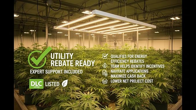 FGI 2026 Model CTB-6-V2 720W Commercial LED Grow Light Rugged Lightweight with Integrated Driver-on-Board Super Bright 2.68 MOL/J 1864 PPF. Installs in Minutes.