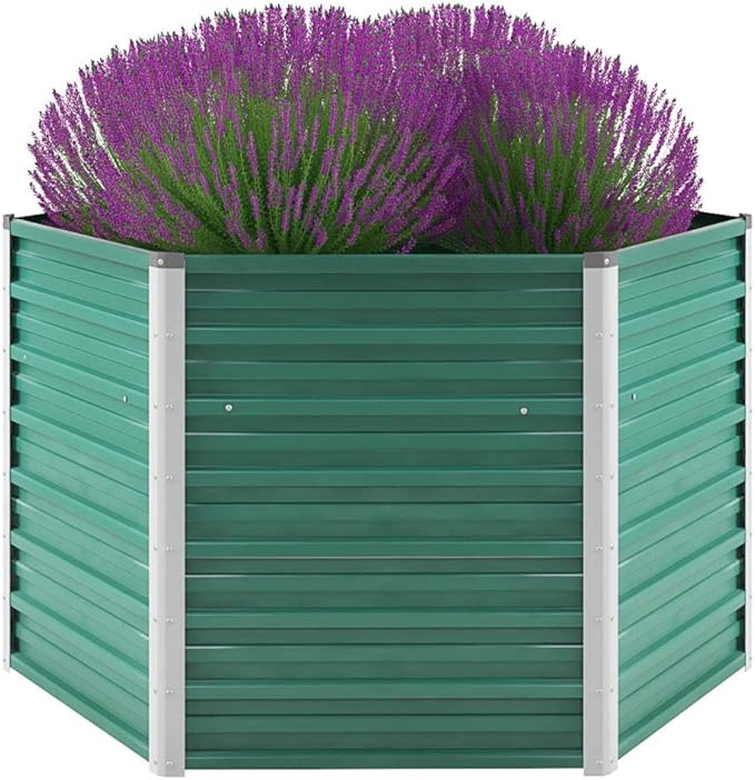 Garden Raised BedFlowerpotsPlantersRaised Garden PlanterRaised Garden BedRaised Planter Boxfor Indoor Outdoor VegetablesFruitsPotatoFlowersGalvanized Steel 50.8x50.8x31.3 Green