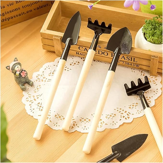 Garden ToolsGarden Trowel 3pcs/Set Gardening Tools Wood Handle Stainless Steel Potted Plants Shovel Rake Spade for Flowers Potted Plant Seed