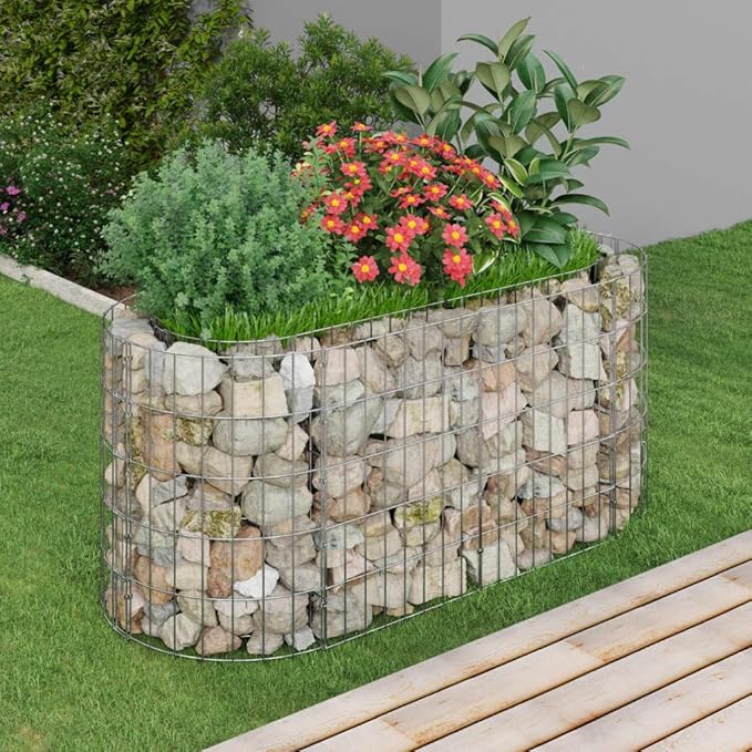 Gabion Raised Bed Gabion Cages Basket Steel Woven Gabion Net Garden Plant Above Ground Garden Boxes Outdoor Garden Galvanized Planters Metal Trough 47.2x19.7x19.7