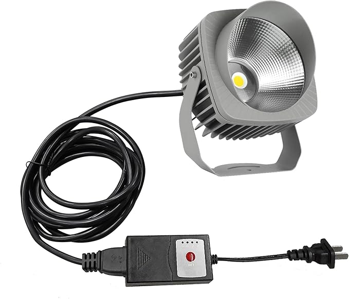 Kiven IP65 Waterproof LED Landscape Uplight Grey Decorative Spotlight Lamp with Plug-in Cord and Timer for Indoor Outdoor Yard Step Statue(10W Warm White)