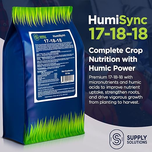 Supply Solutions | 17-18-18 HumiSync Plant Food Powder | Balanced NPK Fertilizer with Humic Acid for Lawn Garden Vegetables Flowers Trees &amp Shrubs - All Purpose Garden Fertilizer (10 Pounds)