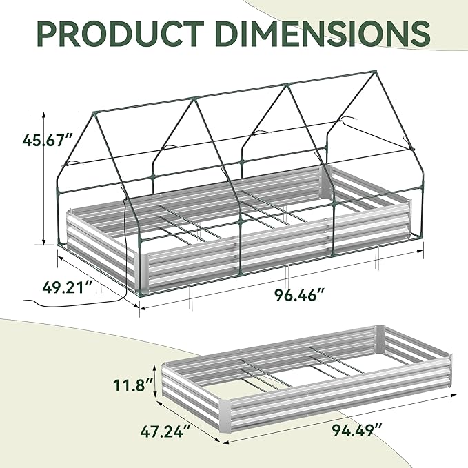 Raised Garden Bed with Self-Watering System 8x4x1 ft Elevated Planter Boxes Outdoor with PE Cover Galvanized Raised Beds for GardeningVegetablesFlowers Backyard Patio