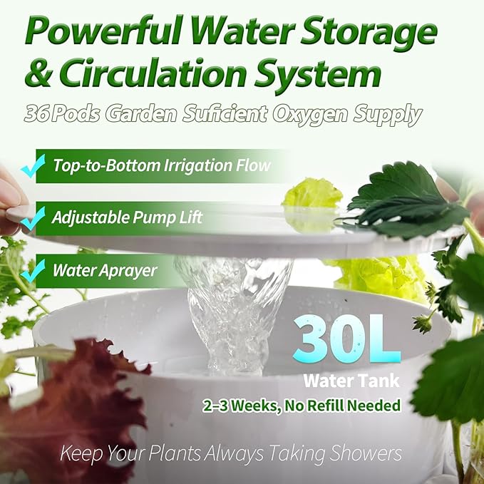 5.25ft Tall Hydroponics Growing System Tower 9 Layers 36 Plant Spots Hydroponics Growing System Kit Tower Vertical Hydroponic Tower for Indoor &amp Outdoor Space-Saving
