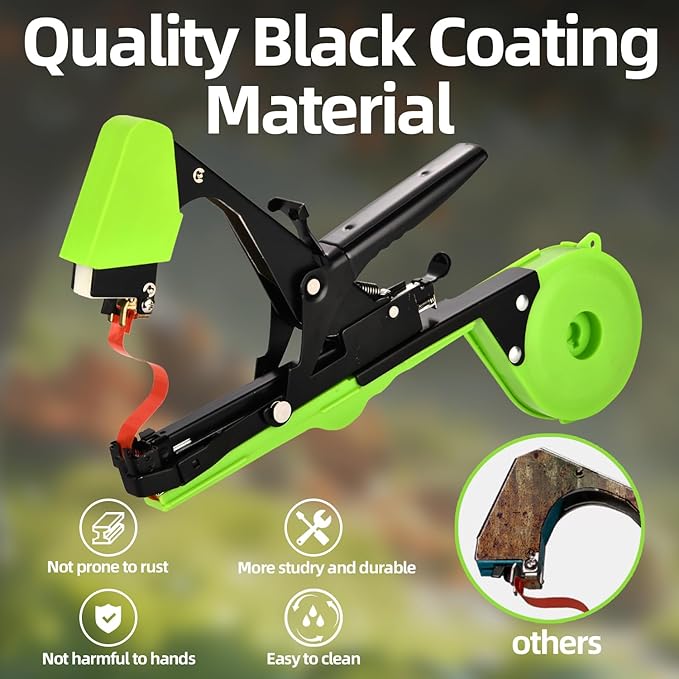 SUCA Plant Tying Machine Plant Tape Cattle Panels for GardenPlant Vine Tying Tool with 10000pcs Staples 21 Rolls Tape Plant Tape Gun for GrapesTapener (tapetool set1pcs) Green