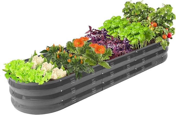 Galvanized Raised Garden Bed Outdoor 67 D x 20 W x10 H 7 cu. ft. Planter for Outdoor Plants Large Metal Raised Garden Bed Kit (Grey)