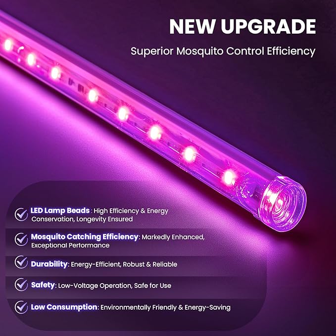 LiBa LED Indoor Bug Zapper Electric Mosquito Killer Fly Zapper with Dual UV Wavelength Attraction High Voltage Fly Trap Mosquito Trap Over 10-Year Lifespan LED Bulbs Light Safe for Kids/Pets