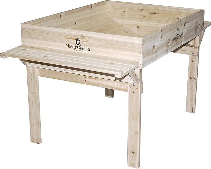 Master Gardner Elevated Garden Bed - Heavy-Duty 48 x 36 Raised Planter Box with Storage Shelf &amp Durable Wood Frame for Outdoor Gardening Vegetables Flowers &amp Herbs