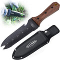 Hori Hori Garden Knife Garden Tools with Sheath for Weeding Planting Digging 7 Stainless Steel Blade with Cutting Edge Full-Tang Walnut Wood Handle with Hanging Hole