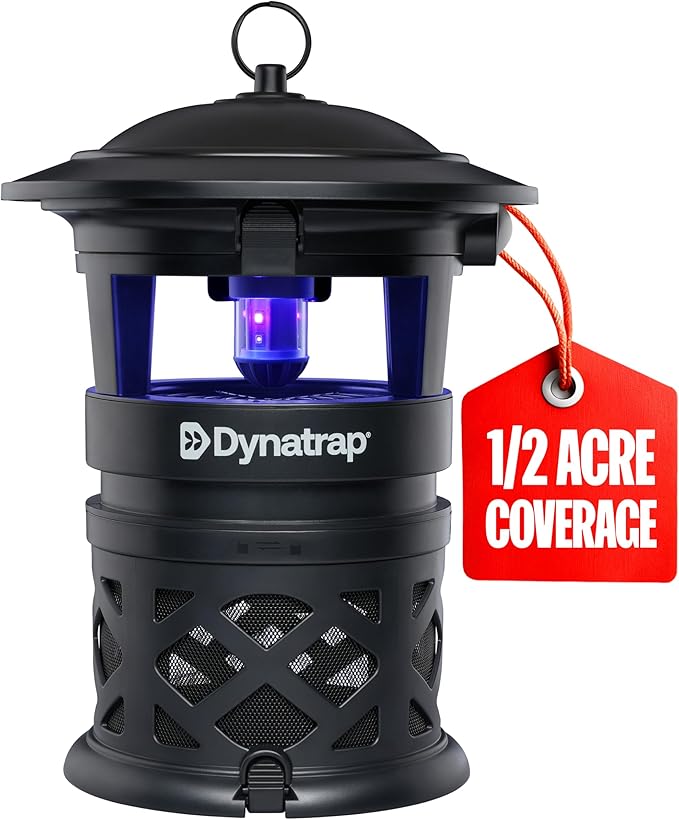 Dynatrap DT1130SR 1/2 Acre Mosquito &amp Flying Insect Outdoor Trap and Killer – Kills Mosquitoes Flies Wasps Gnats &amp Other Flying Insects - Bug Zapper Alternative – Black