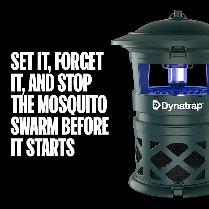 DynaTrap DT1130-GRSR 1/2 Acre Mosquito &amp Flying Insect Outdoor Trap and Killer – Kills Mosquitoes Flies Wasps Gnats &amp Other Flying Insects - Bug Zapper Alternative – Green