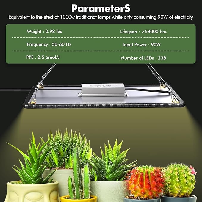 Led Grow Light Sunlight Full Spectrum Plant Light Hanging Grow Lights for Indoor Plants Seedling Hydroponic Plants Veg Flower Growing Lamps for 3x3/2x2 Veg Flower Grow Tent(Actual Power 100±10W)