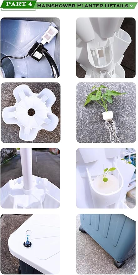 Tower Garden Hydroponic Growing Indoor Smart Garden Kit with Hydrating Pump Adapter Net Pots Timer Gift for Gardening Lover(Size:12TiersC