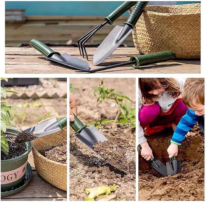 Gardening Tools Set of 4 Gardening Hand Tools Including Rake Tip Shovel Round Shovel Seedling Device Planting Supplies Outdoor and Indoor