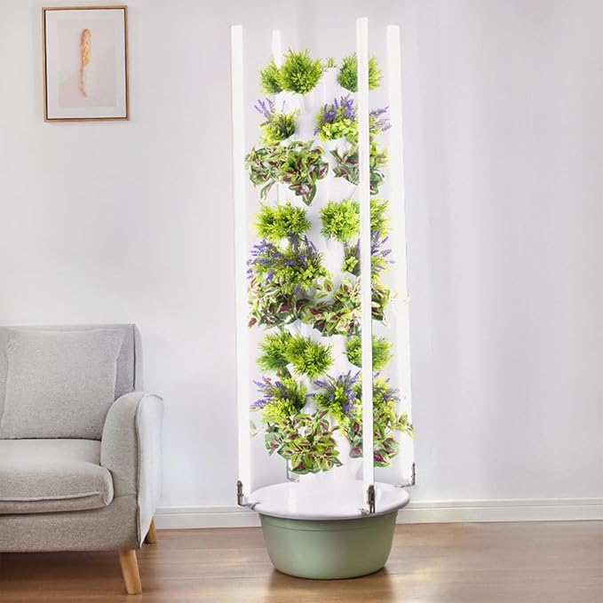 Hydroponic Tower Garden System with LED Grow Lights Vertical Planter for Indoor Gardening and Plant Growth
