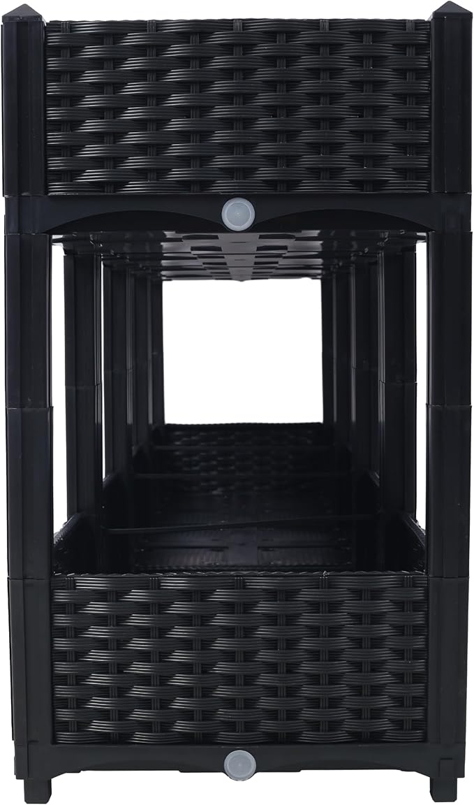 Raised Garden Beds Planter Raised Beds Elevated Planter Garden Box with Drainage Plug Raised Garden Beds for VegetableFlowerHerb Outdoor Standing Planter Beds Gardening Kit63x15.7x27.7Black