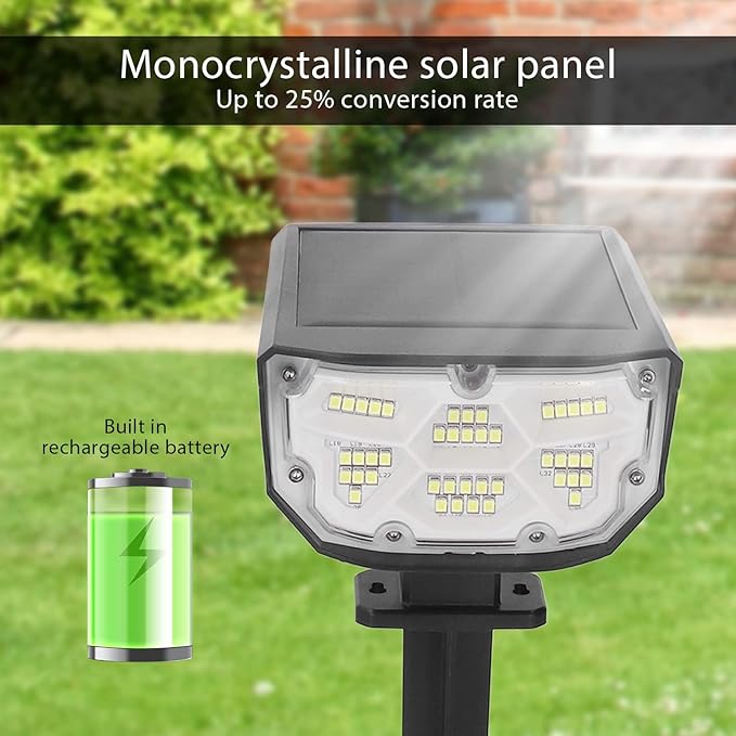 Solar Landscape Spot Light with IPX7 Rating and 25 Percent Photovoltaic Conversion Rate - 4 Gear Outdoor Ground Lamp for Courtyard and Garden Lighting