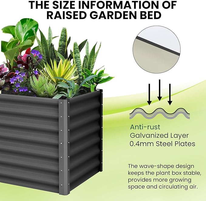 Elevated Metal Garden Bed Outdoor Raised Planter Box for Vegetables Flowers and Plants Rectangular Design for Backyard Gardening