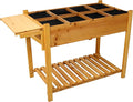 8 Pockets Horticulture Raised Garden Bed Elevated Wood Planter Box Stand with Foldable Side Table and Storage Shelf for HerbVegetablesFlowers