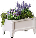 Elevated Metal Planter Box Stand Heavy Duty Raised Garden Bed for Vegetables Flowers Herbs Indoor Outdoor Use White