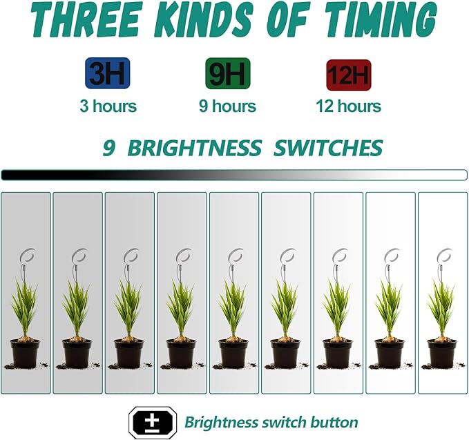 EP Indoor Plants Grow Light Full Spectrum LED Plant Light Height Adjustable Growth Floor Lamp with Automatic Timer Ideal for Small Plants2 Packs