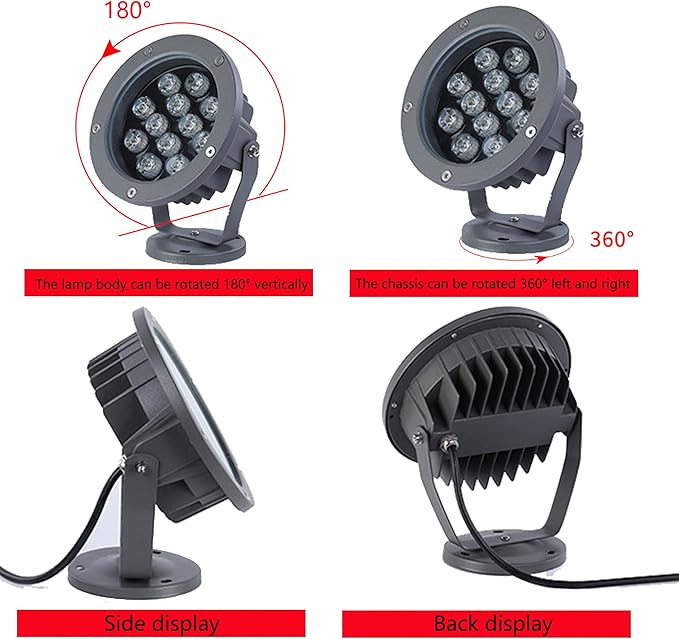 Kiven LED Plug-in Landscape Waterproof Downlight 12W LED Decorative Spotlight Lamp 110V with Plug for Indoor Outdoor Wall LightingIn-Ground Outdoor Landscape Lighting for Patio Pathway Lawn（3200K）