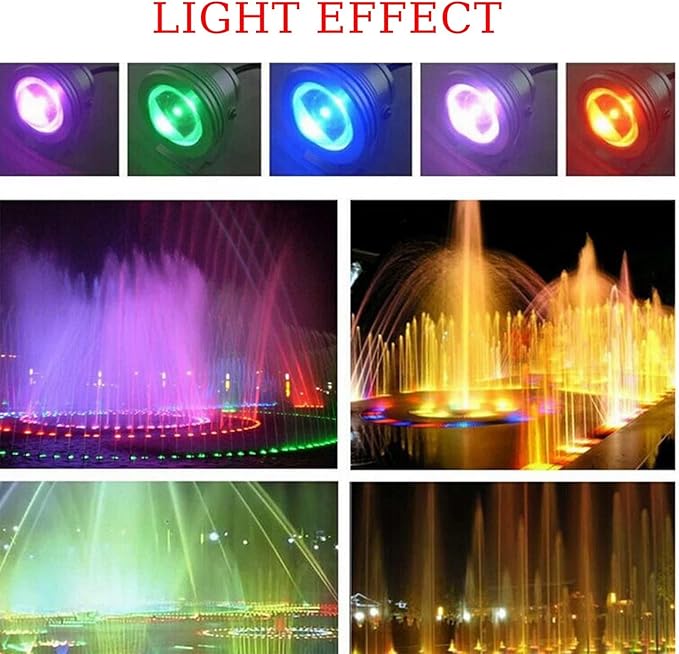 Outdoor Landscape Spotlights 10W LED Underwater Pond Lights - Ring Fountain LED Lamp RGB Remote Control Outdoor Landscape Lights IP68 Waterproof Garden Spotlight for G