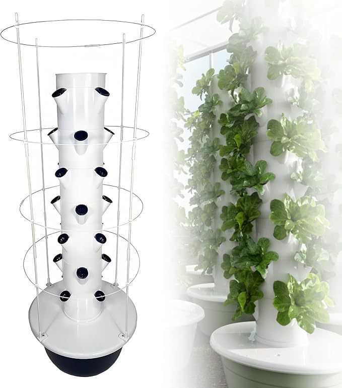 Hydroponic Tower Hydroponic Growing Kits Tower Garden Hydroponics Growing System with Plant Climbing Frame Aeroponic Tower Garden for Herbs Fruits and Vegetables 9Layer