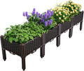 Raised Garden Bed Kit Set of 4 Brown Elevated Planter Boxes 15.4x15.4x15 Inch Polypropylene Containers for Outdoor Indoor Vegetables Flowers Herbs