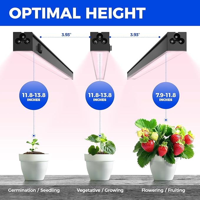 Barrina T5 Grow Light LED Grow Lights with Black Cover Full Spectrum Grow Light Strips 1ft Pinkish White Plant Lights for Indoor Plants Greenhouses Plant Displays Linkable Design 8 Packs
