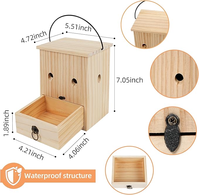 Carpenter Bee Traps for Outside 4PACK– Durable Weather-Resistant Eco-Friendly Wooden Wasp Trap for Outdoor Use