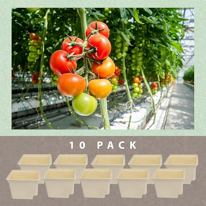 10-Pack Dutch Bucket Hydroponic System – Bato Buckets with Siphon Elbows – 11L (12 x 10 x 9) - Tan or Black (Black)