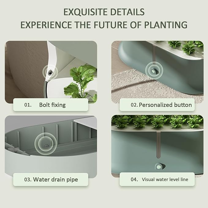 Hydroponics Growing System Indoor Hydroponic Grow Tower Hydroponics Tower with Remote Control with Auto Timer and Grow Light for Herbs Plants Vegetables Fruit(Green105cm/41in)