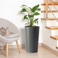 2 Pack Tall 21.7 in for Outdoor Plants Tall Square Planter Box Indoor Outdoor Porch Patio Flower Pot Big Tapered Matte Tree Flower Pot for Garden (Grey)