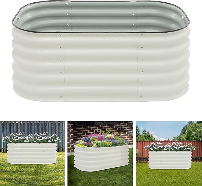 DouSeiAi Raised Garden Bed 17 Tall 6 in 1 Modular Zinc-Aluminum- Stainless Steel Metal Garden Bed Outdoor Safe Raised Garden Bed Kit Raised Flower Box for Vegetables Plants Fruits