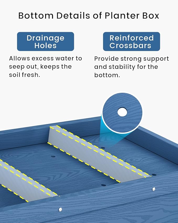 HDPE Raised Garden Bed with Legs Outdoor All-Weather Elevated Planter Box Raised Beds for Seeds Herb Flower Vegetable (Navy Blue)