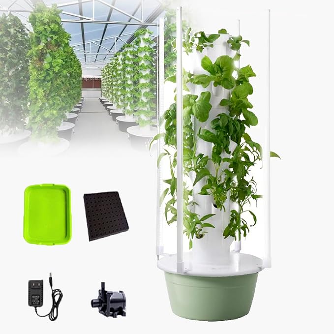 Hydroponics Growing Sys-TEM Tower Growing System Kit Vertical Indoor Garden Planter Vertical Garden Planter with Grow Lampfor Home Garden5thfloor