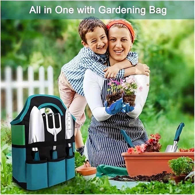 8-Piece Durable Metal Gardening Tool Set - Rust-Resistant Stainless Steel &amp Aluminum Alloy for Efficient Gardening Care