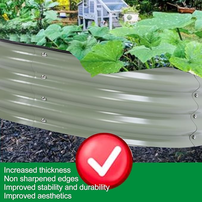 GOWENIC Raised Garden Bed Galvanized Metal Planter Box for Vegetables Flower with Open Bottom Drain Design Round Corners Easy to Install 23.6x23.6x11in 9.6lb for Home