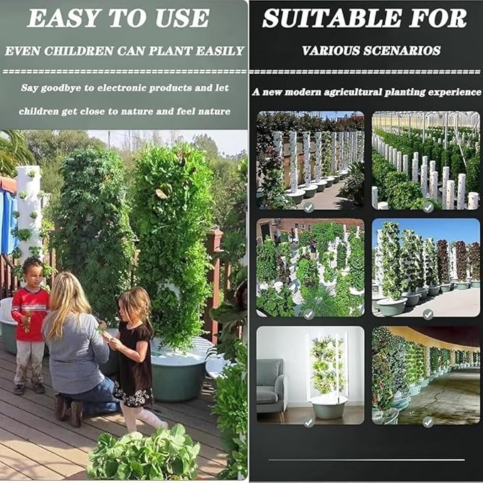 Vertical Hydroponics Tower Growing System | Indoor Smart Garden Kit with Pump &amp Movable Water Tank | Vertical Garden Planter for Hydroponic Cultivation(Size:5 Layer)